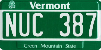 VT license plate NUC387