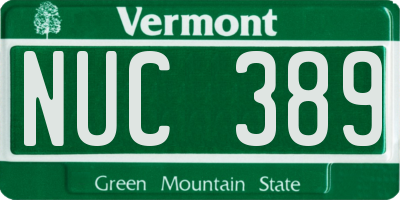 VT license plate NUC389