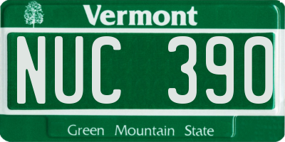 VT license plate NUC390