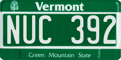 VT license plate NUC392