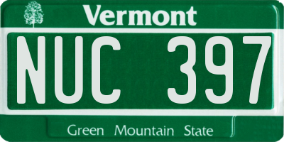 VT license plate NUC397