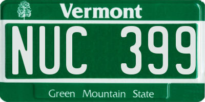 VT license plate NUC399