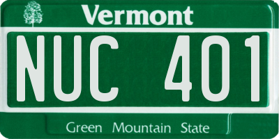 VT license plate NUC401