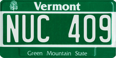VT license plate NUC409