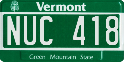 VT license plate NUC418
