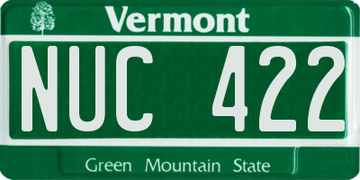 VT license plate NUC422