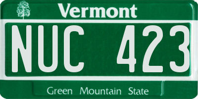VT license plate NUC423