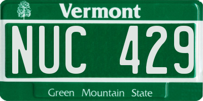 VT license plate NUC429