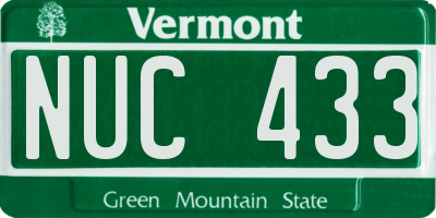 VT license plate NUC433
