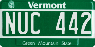 VT license plate NUC442