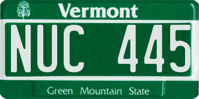 VT license plate NUC445