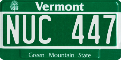 VT license plate NUC447