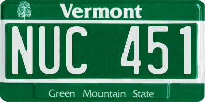 VT license plate NUC451