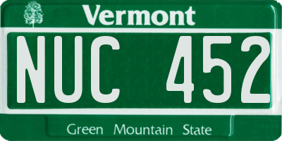 VT license plate NUC452