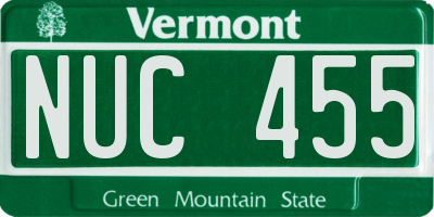 VT license plate NUC455