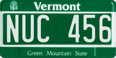 VT license plate NUC456