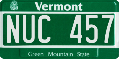 VT license plate NUC457