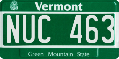 VT license plate NUC463