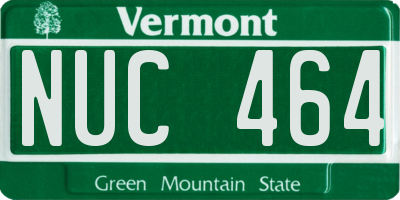 VT license plate NUC464