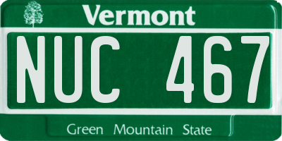 VT license plate NUC467