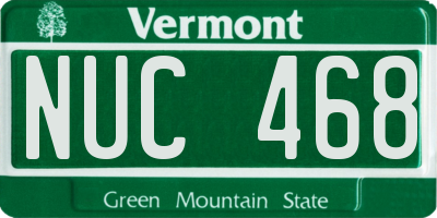 VT license plate NUC468