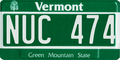 VT license plate NUC474