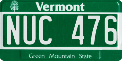 VT license plate NUC476