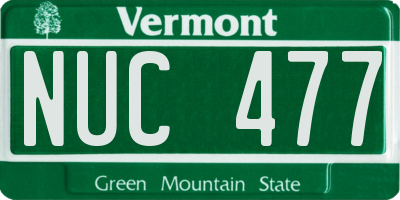 VT license plate NUC477
