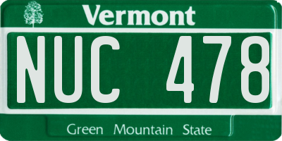VT license plate NUC478