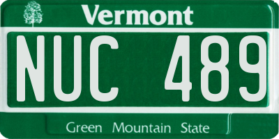 VT license plate NUC489