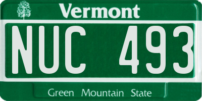 VT license plate NUC493