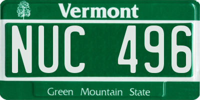 VT license plate NUC496