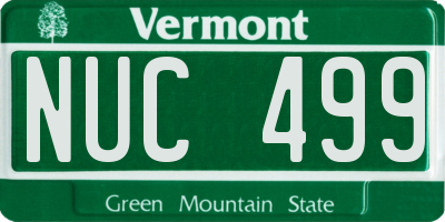 VT license plate NUC499