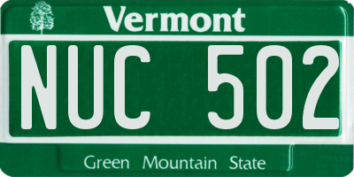 VT license plate NUC502