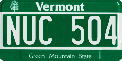 VT license plate NUC504