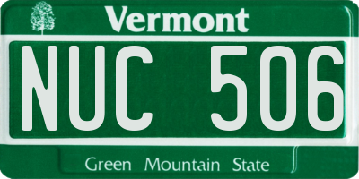 VT license plate NUC506
