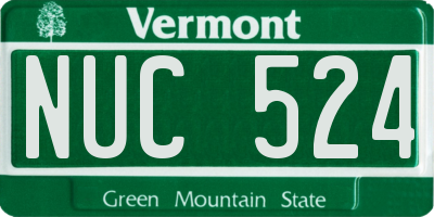VT license plate NUC524