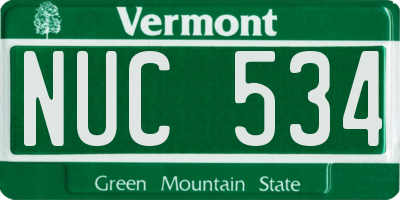 VT license plate NUC534