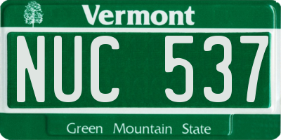 VT license plate NUC537