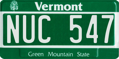 VT license plate NUC547