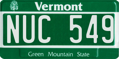 VT license plate NUC549