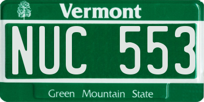 VT license plate NUC553