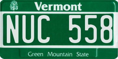 VT license plate NUC558