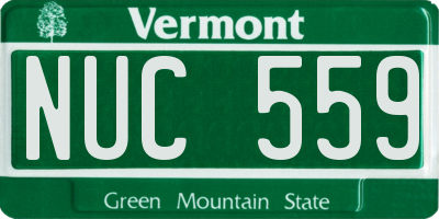 VT license plate NUC559