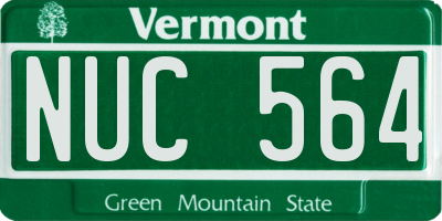 VT license plate NUC564