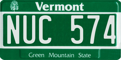 VT license plate NUC574