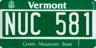 VT license plate NUC581