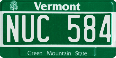 VT license plate NUC584