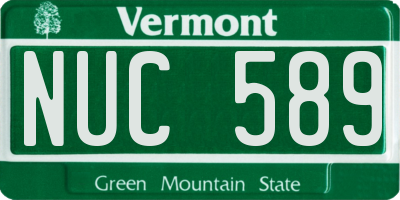 VT license plate NUC589