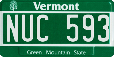 VT license plate NUC593